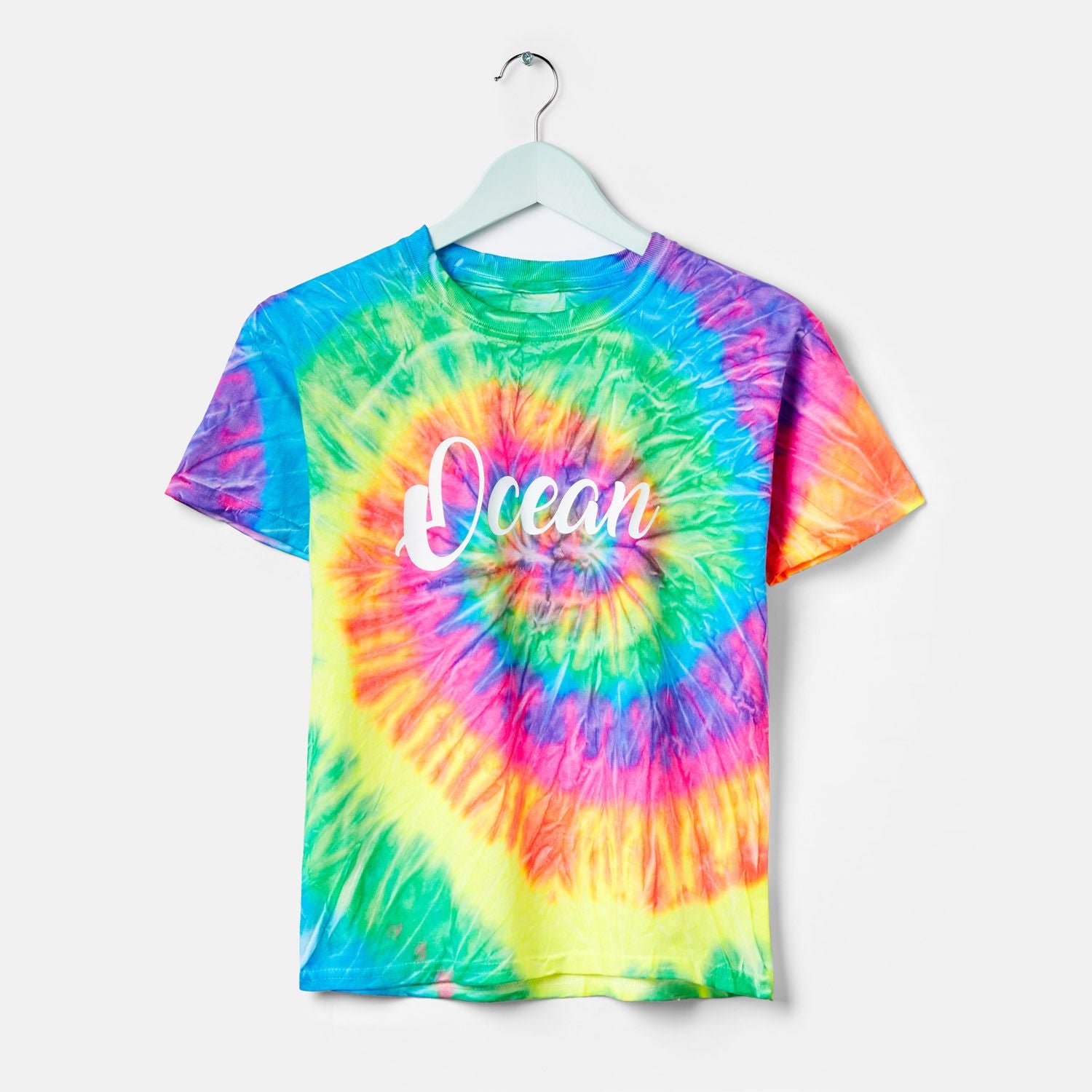 MKQ Personalised Neon Rainbow Tie Dye T-shirt