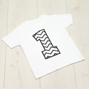 White Monochrome Number Birthday T-shirt