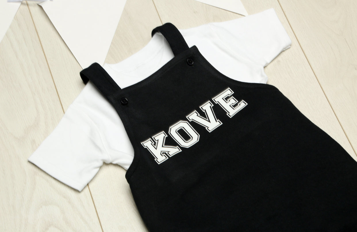Personalised Black Cotton Dungarees - Image 4