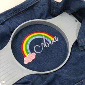 Personalised Embroidered Rainbow Denim Jacket