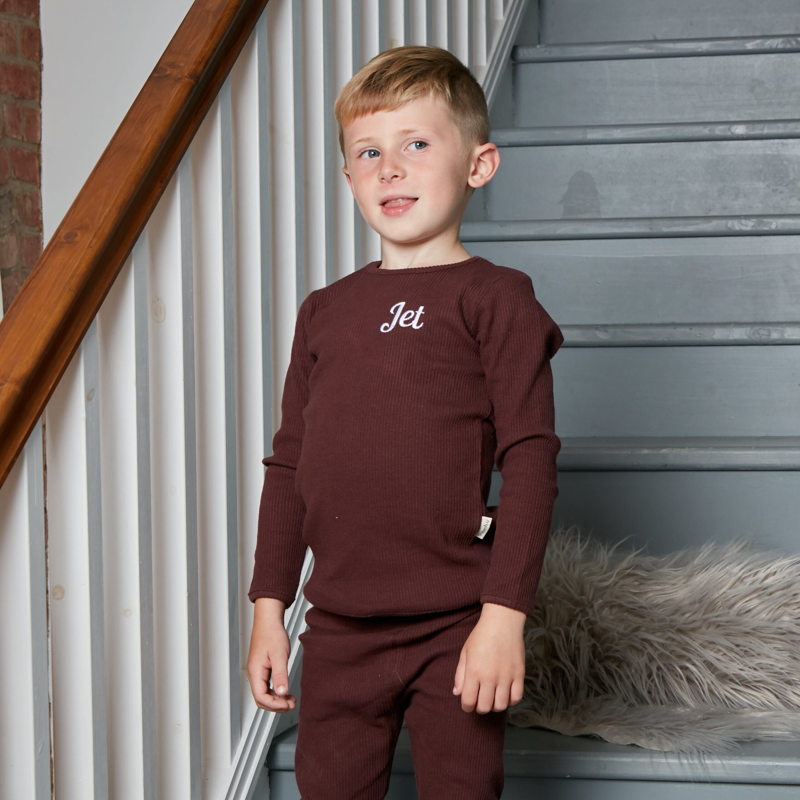 Personalised Aubergine Ribbed Loungewear - Image 3