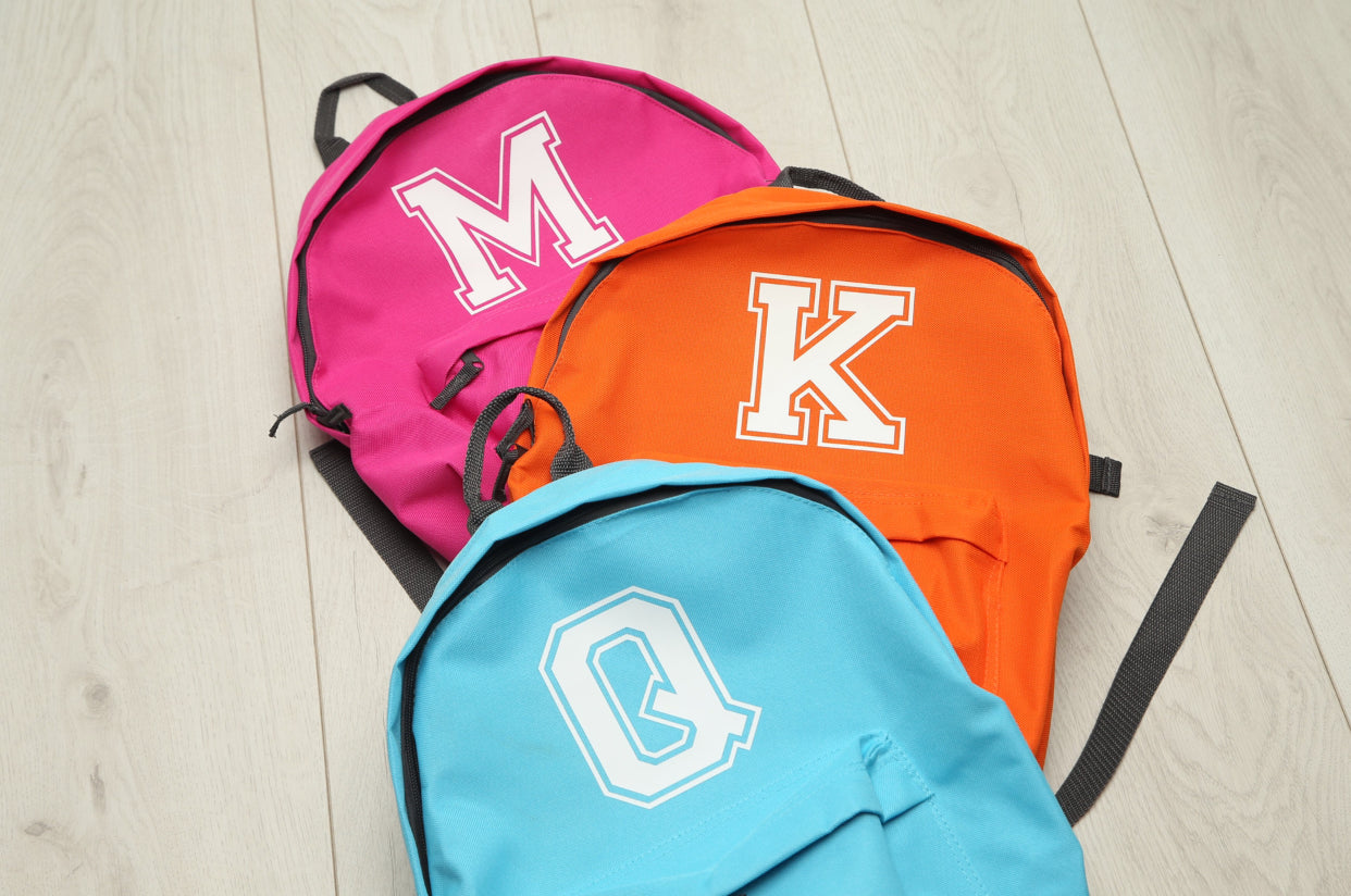 Personalised Varsity Initial Hot Pink Backpack - Image 4