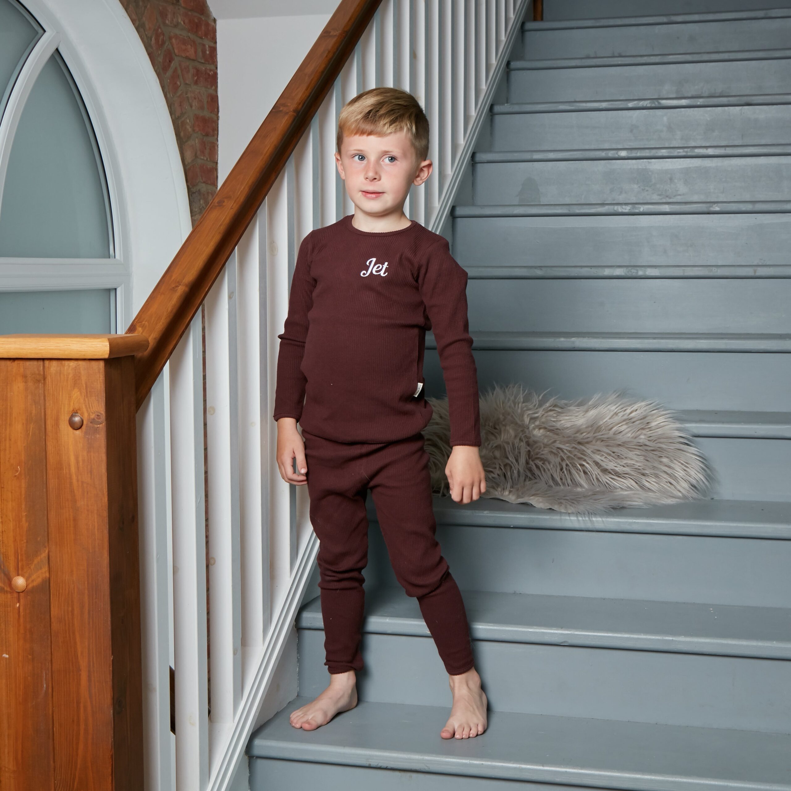 Personalised Aubergine Ribbed Loungewear
