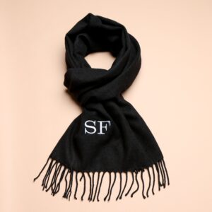 Personalised Adult Black Woven Scarf