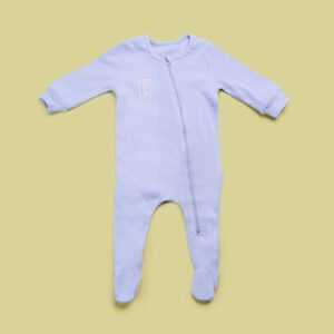 Personalised Powder Blue Varsity Initial Romper Suit