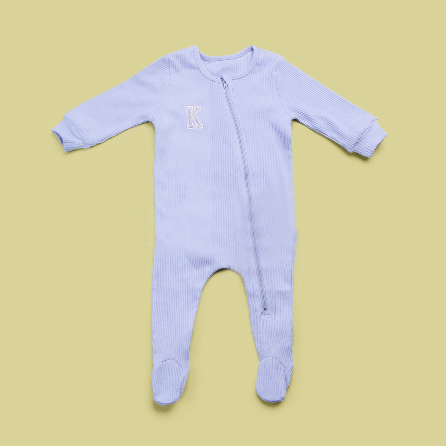 Personalised Powder Blue Varsity Initial Romper Suit