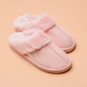 Personalised Faux Fur Pink Mule Slippers