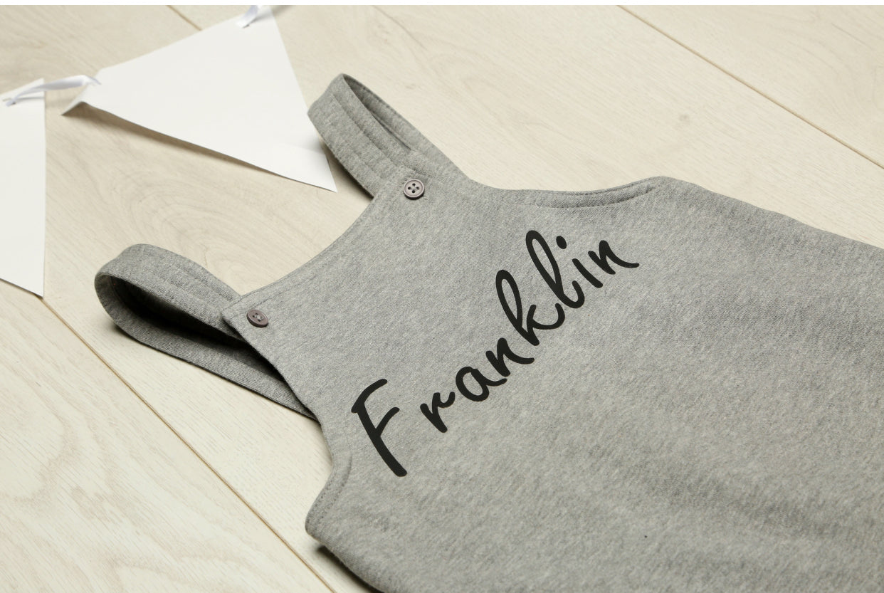 Personalised Grey Cotton Dungarees - Image 3