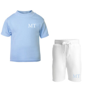 Personalised Baby Blue Summer T-shirt and Shorts Set