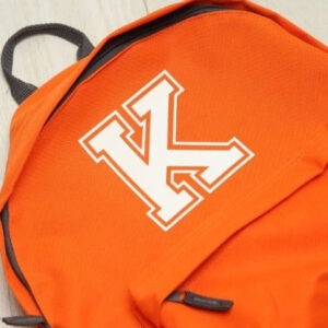 Personalised Varsity Initial Neon Orange Backpack