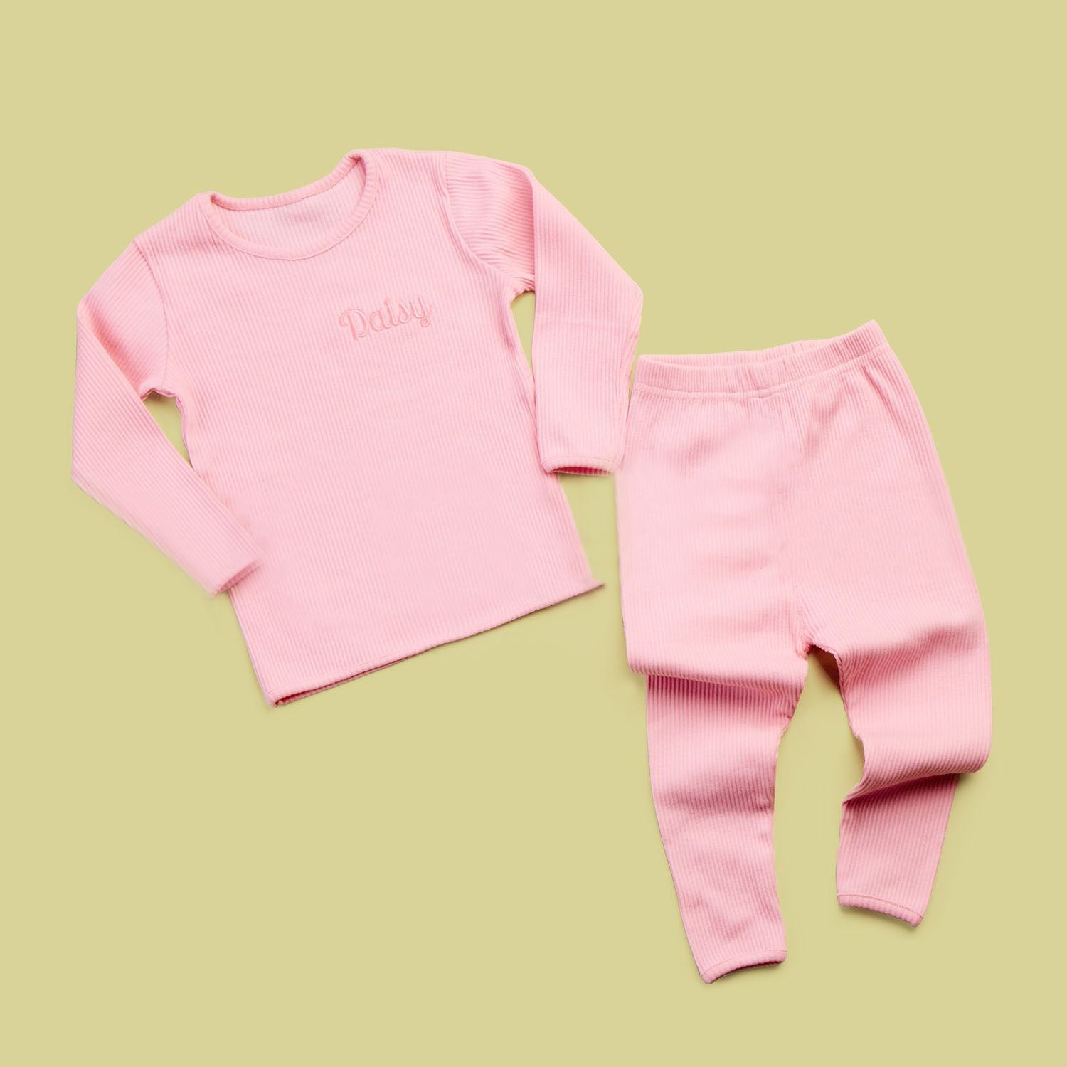 Personalised Ribbed Baby Pink Loungewear Set - Image 2