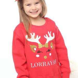 Personalised Girls Glitter Reindeer Jumper