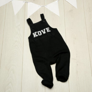 Personalised Black Cotton Dungarees