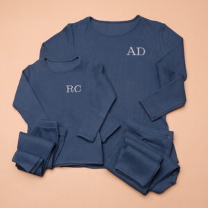 Personalised Matching Embroidered Midnight Blue Loungewear