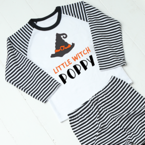 Personalised Little Witch Striped Pyjamas