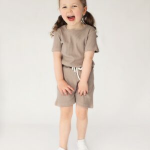 Personalised Taupe Summer Ribbed Loungewear Set