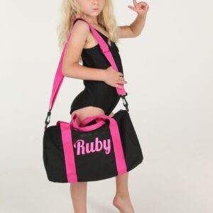 Personalised Black and Hot Pink Mini Barrel Bag