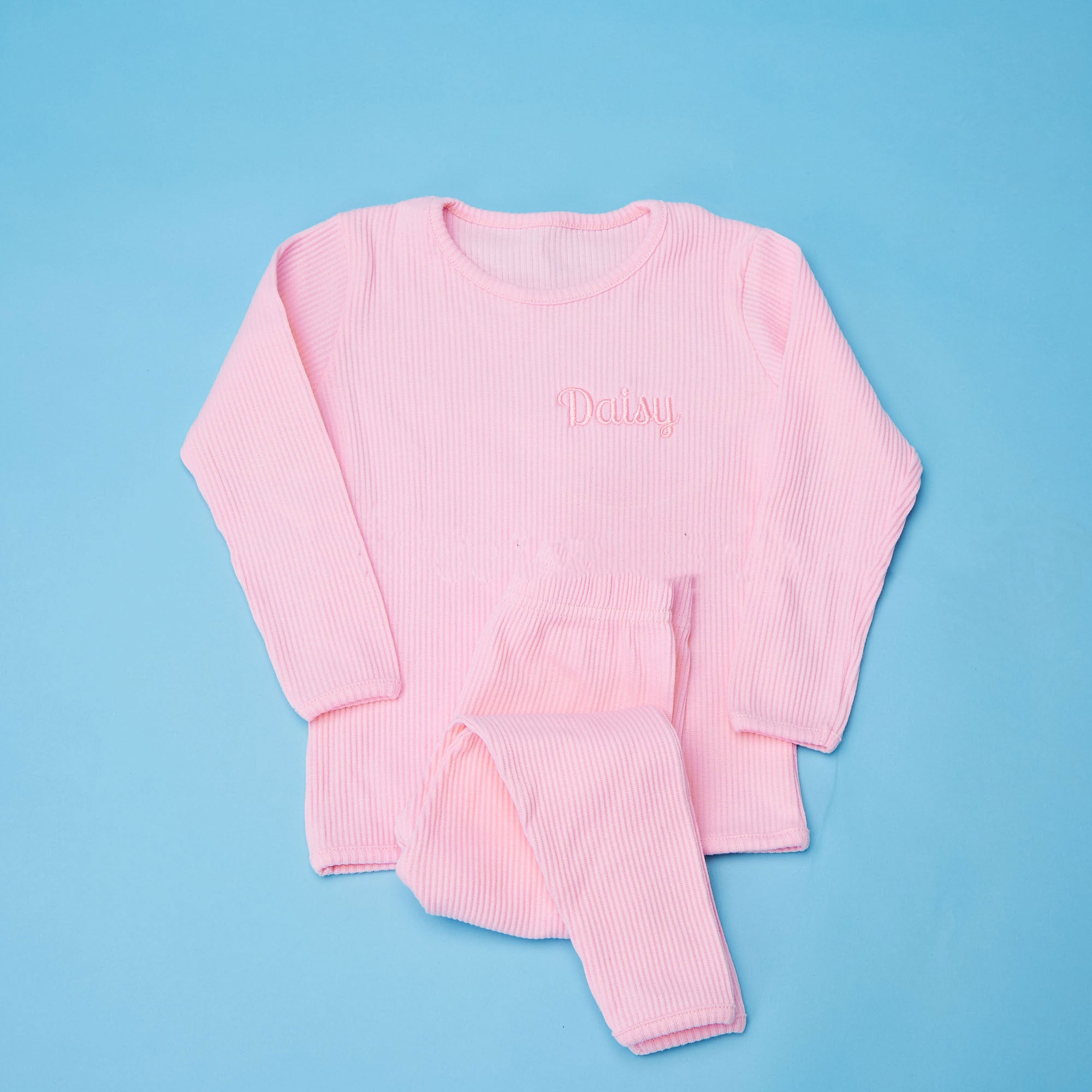 Personalised Ribbed Baby Pink Loungewear Set