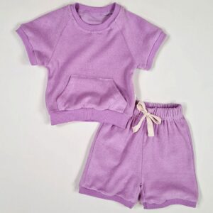 Personalised Lilac Towelling Summer Set