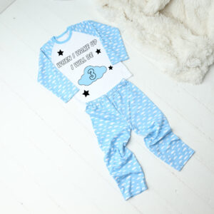 Personalised When I Wake Up Blue Cloud Birthday Pyjamas