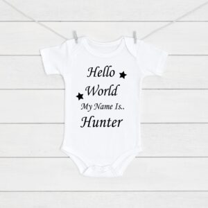Personalised Hello World My Name Is Baby Vest