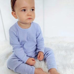 Personalised Ribbed Baby Blue Loungewear Set