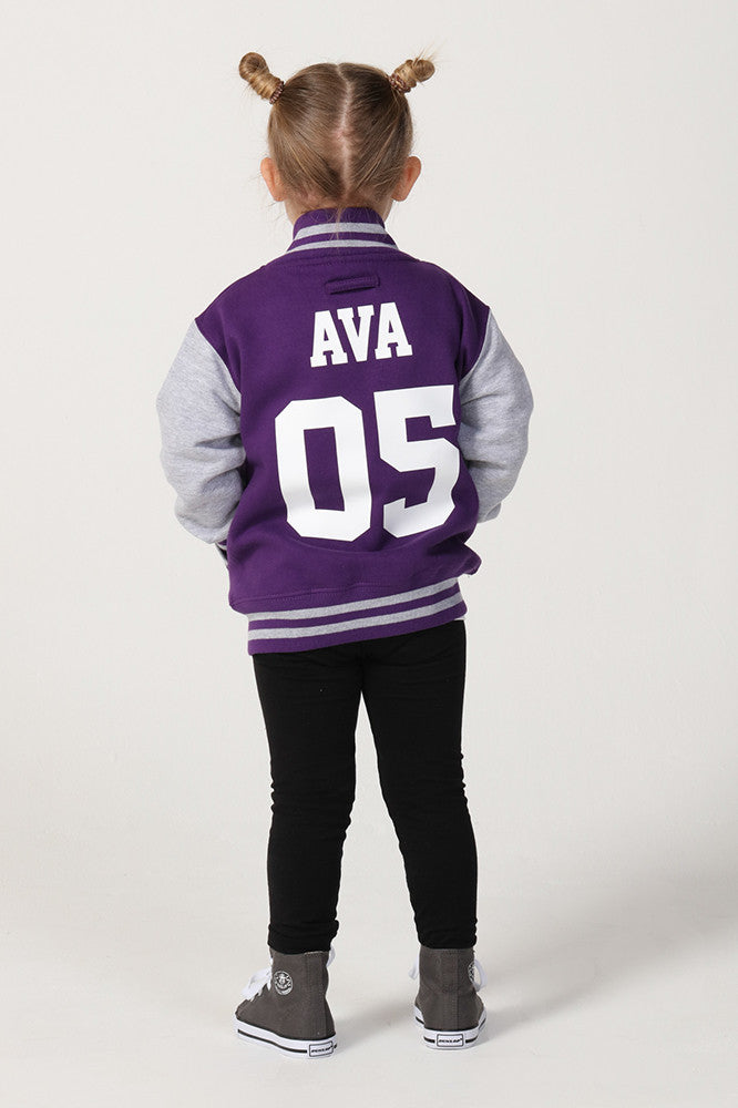Personalised Purple/Grey Varsity Jacket - Image 3