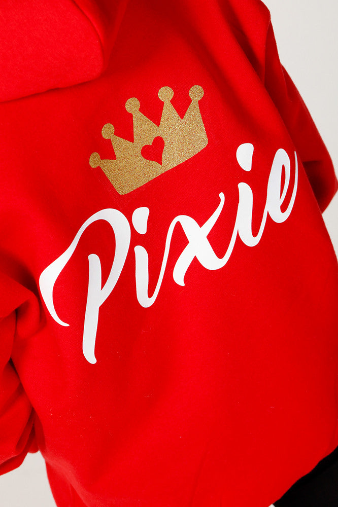 Close up of the Personalised Red Princess Hoodie