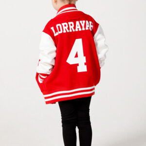 Personalised Red Varsity Jacket Back View with Persnalisation