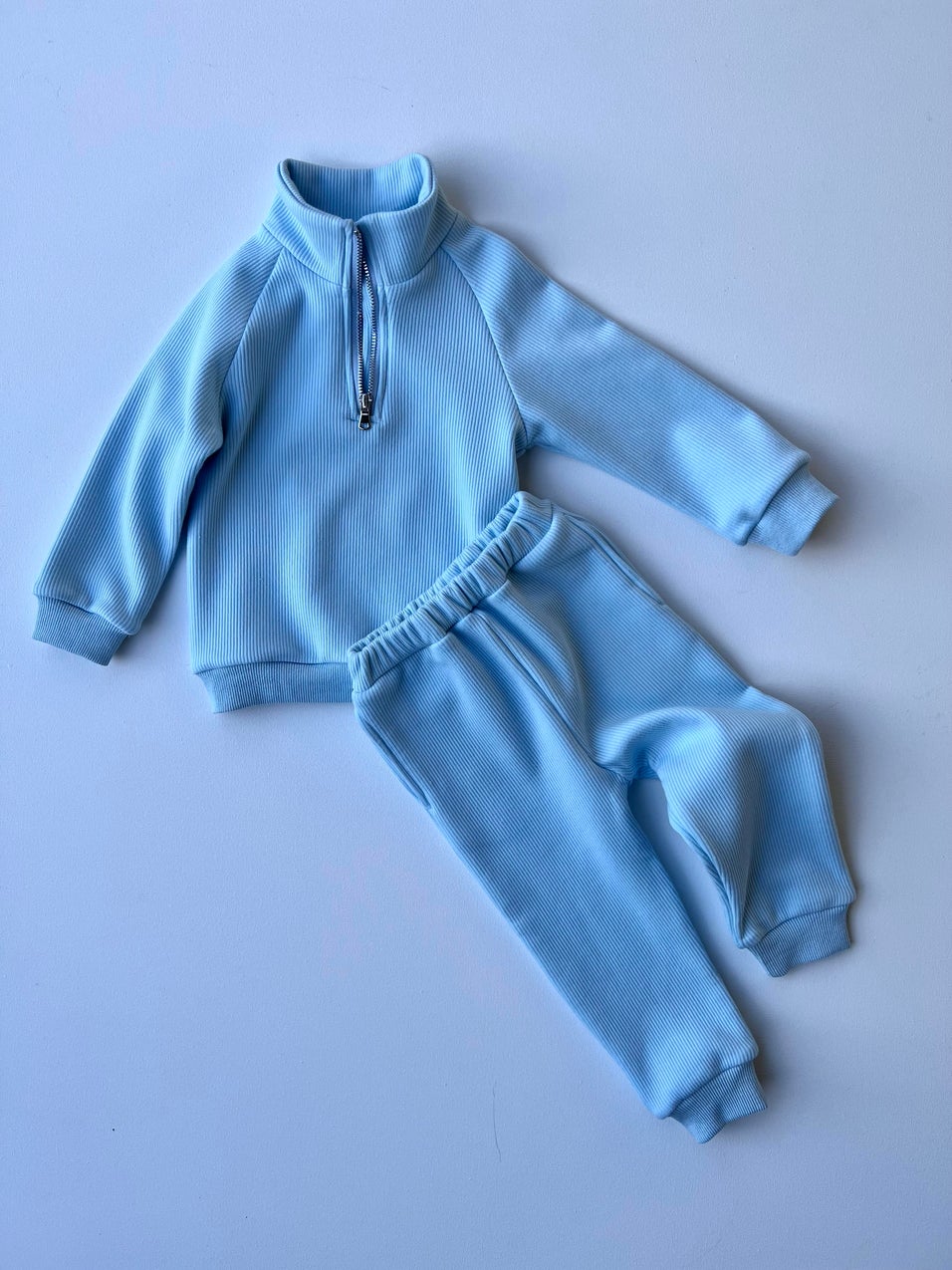 Personalised Frost Blue Kids Fleeced Ribbed Tracksuit - Image 3