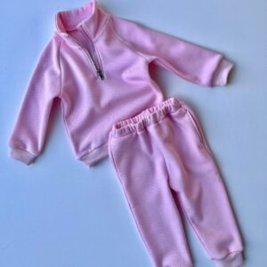 Personalised Peony Pink Kids Fleeced Ribbed Tracksuit