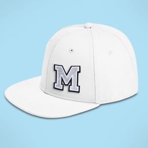 Personalised White Varsity Initial Patch Snap Back Cap